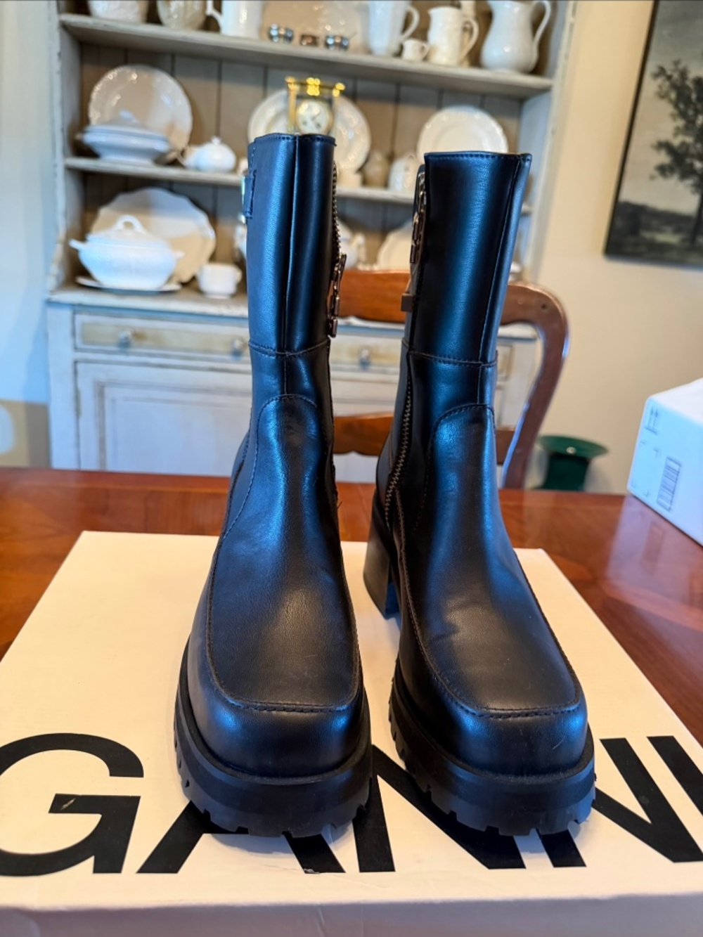 Ganni Leather Moto Boots
